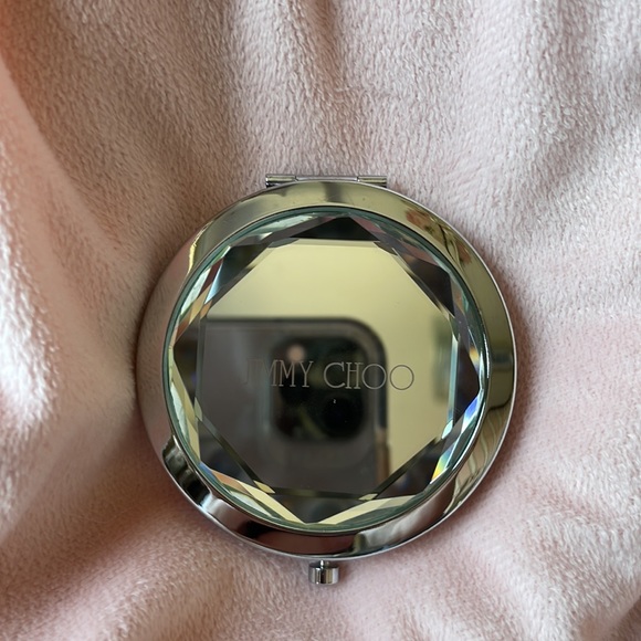 RARE Jimmy Choo shoes faceted magnifying pocket purse mirror compact w/ dust bag - Picture 6 of 9